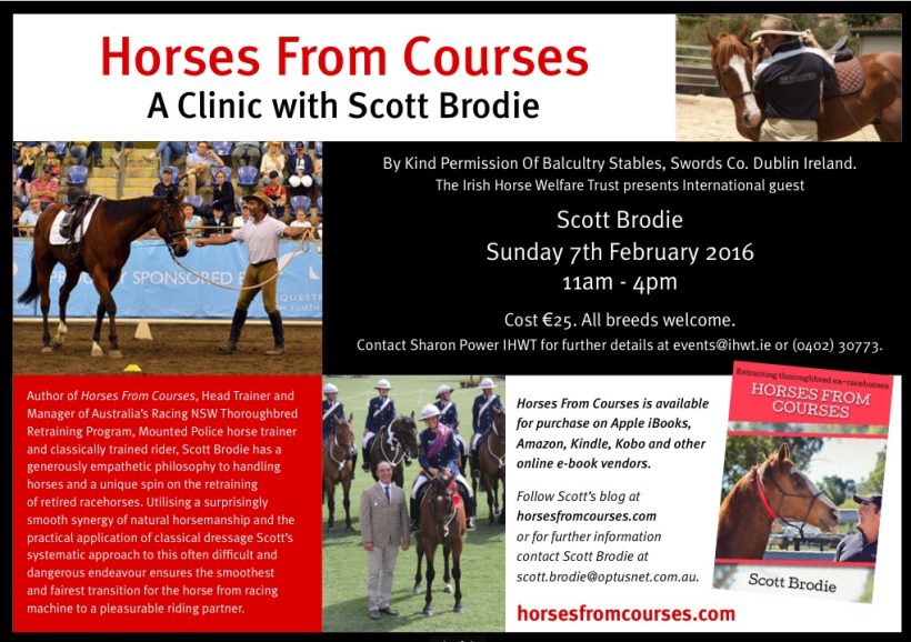 Retraining Racehorses – Clinic with international trainer Scott Brodie 7th Feb